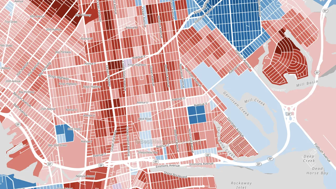 11229, NY block-group political-lean map