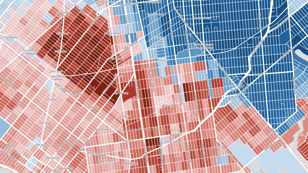 11230, NY block-group political-lean map