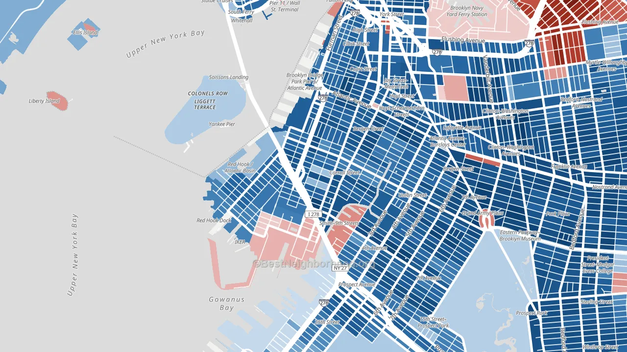 11231, NY block-group political-lean map