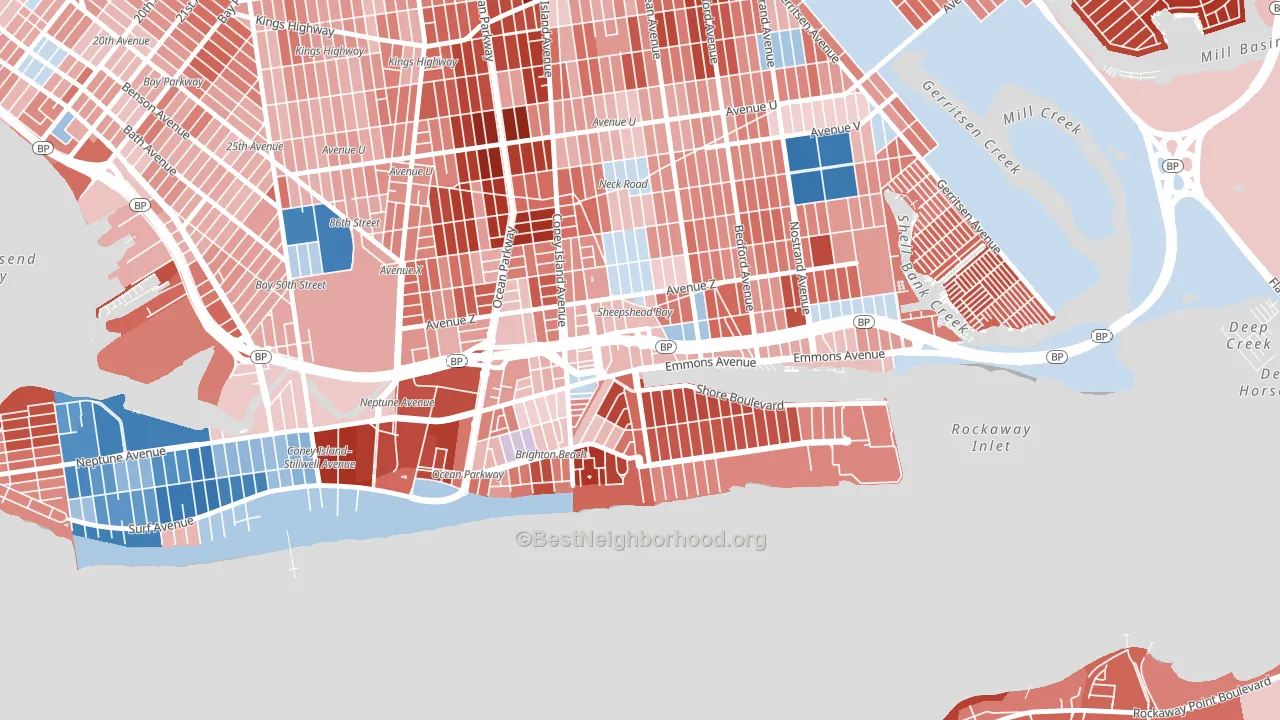 11235, NY block-group political-lean map