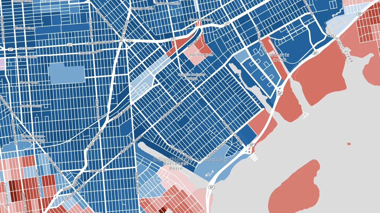 11236, NY block-group political-lean map