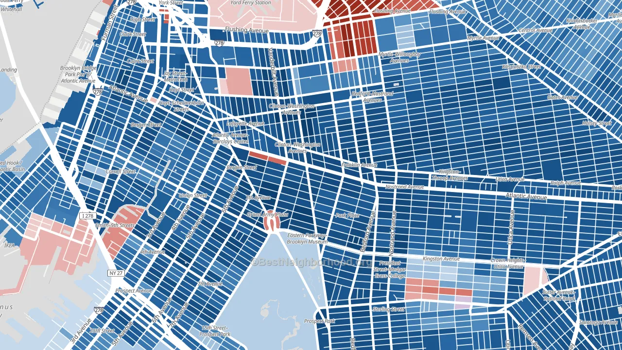 11238, NY block-group political-lean map