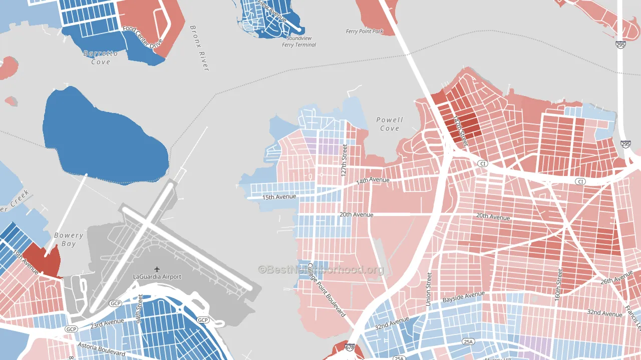 11356, NY block-group political-lean map