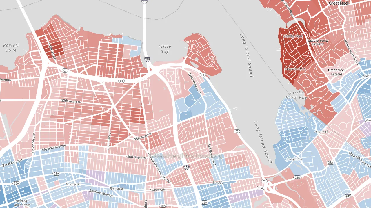 11360, NY block-group political-lean map