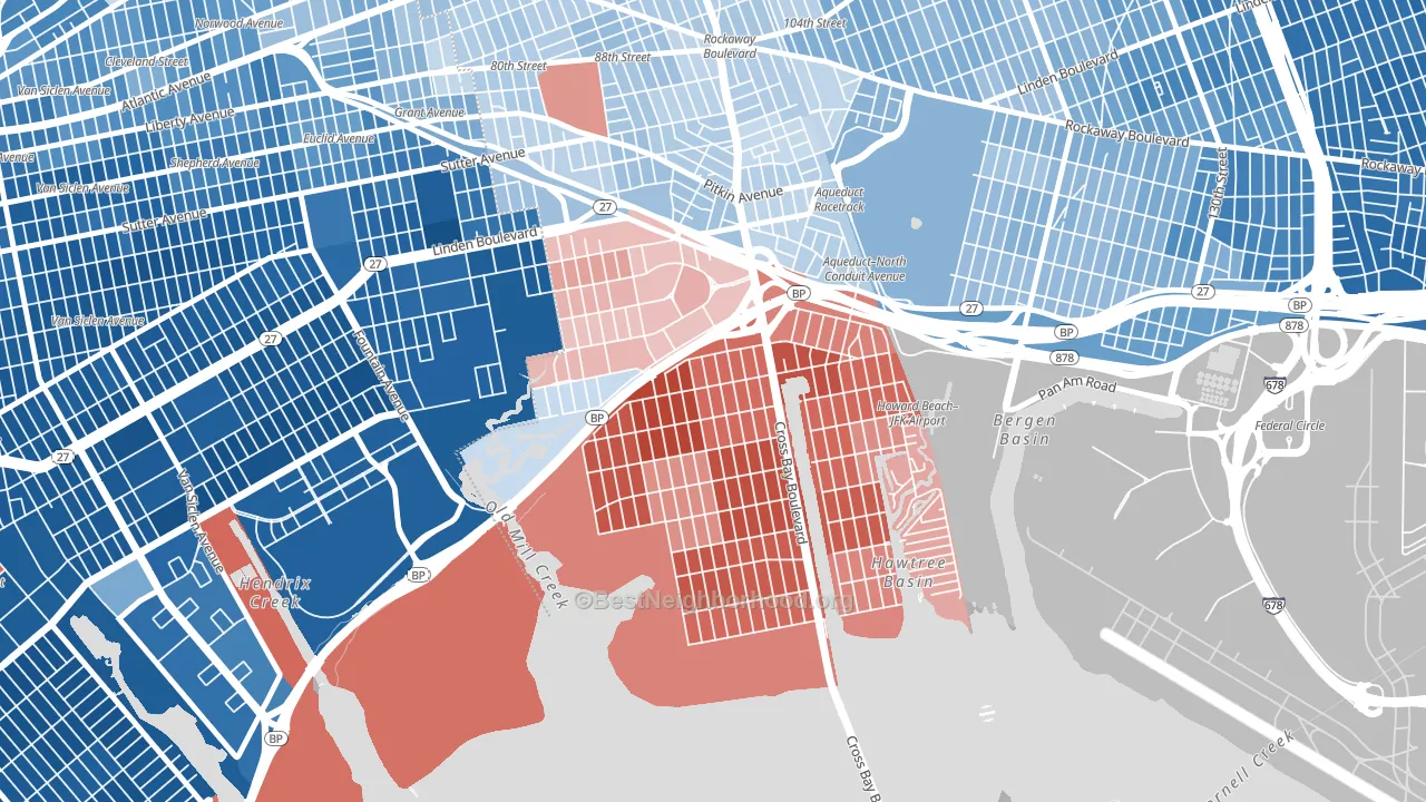 11414, NY block-group political-lean map