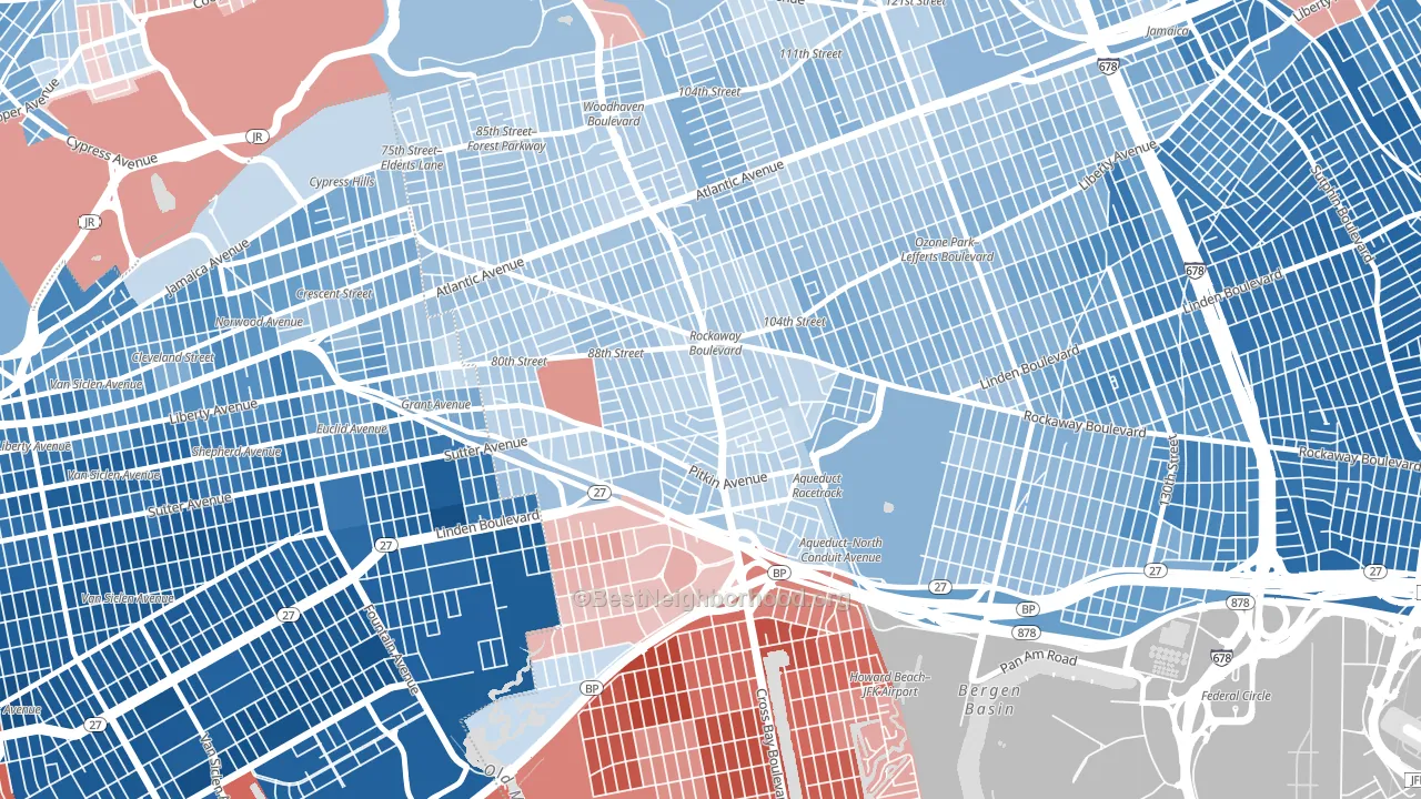 11417, NY block-group political-lean map