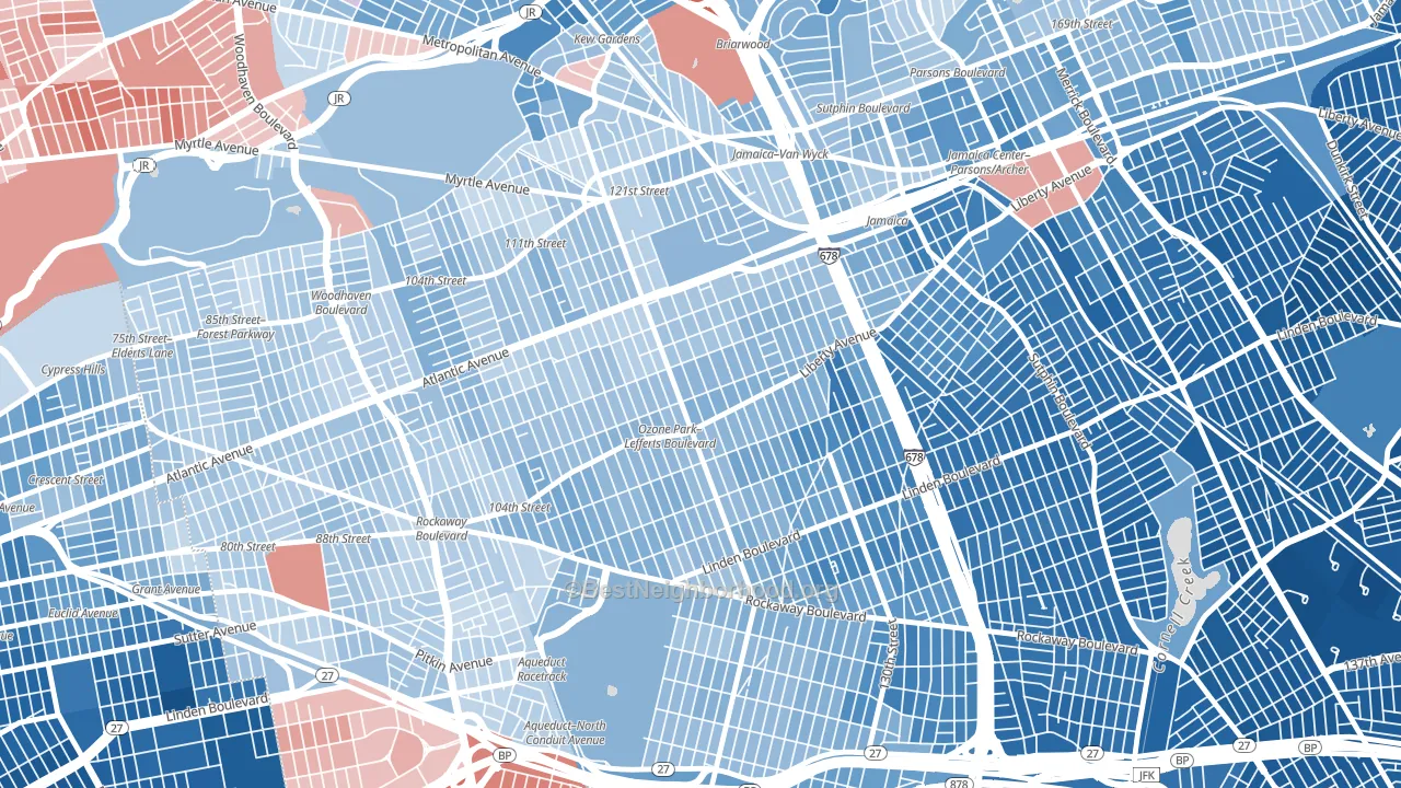 11419, NY block-group political-lean map