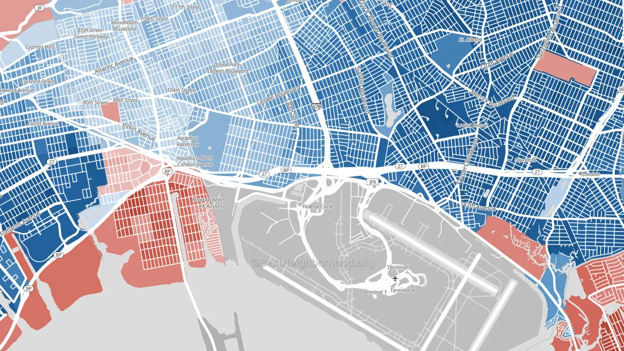 11430, NY block-group political-lean map