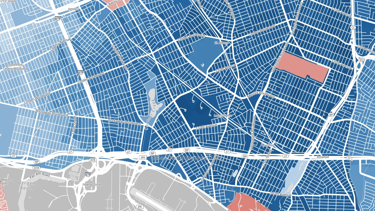 11434, NY block-group political-lean map