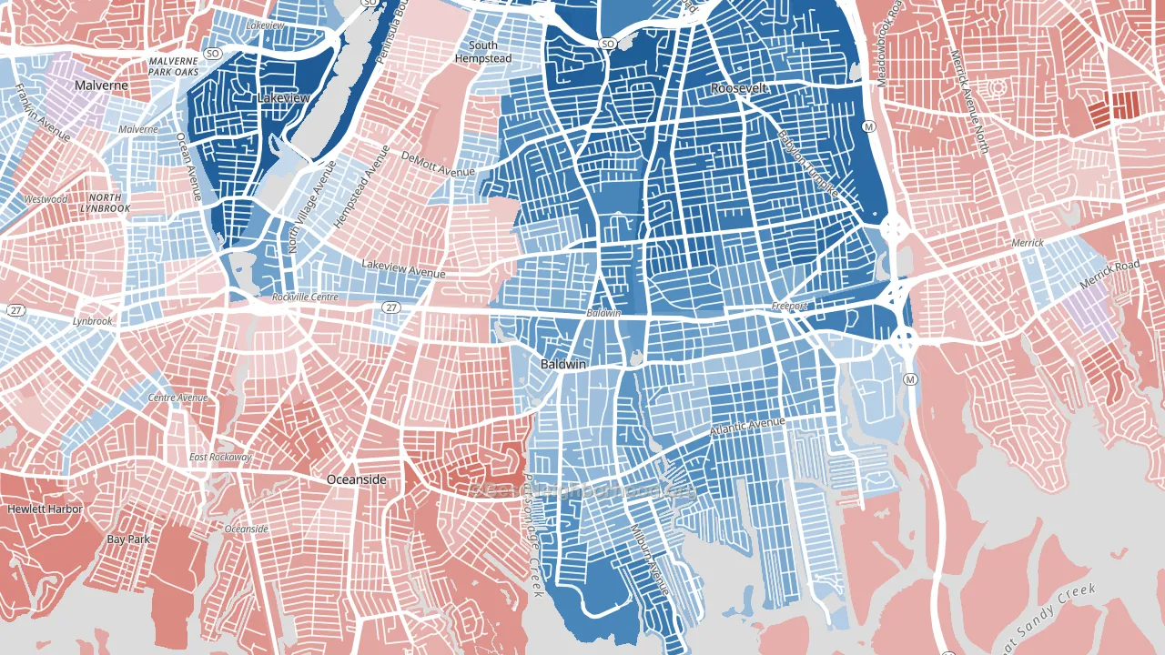 11510, NY block-group political-lean map