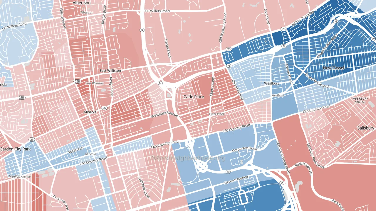 11514, NY block-group political-lean map