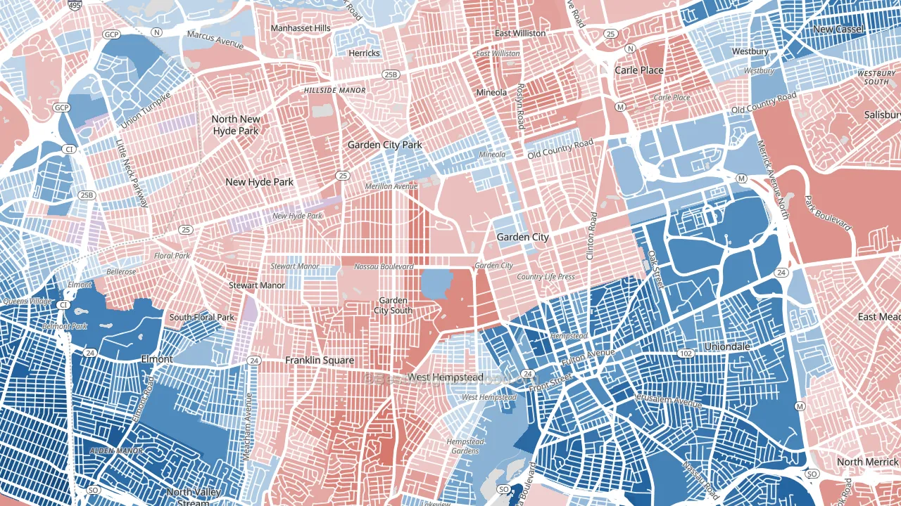 11530, NY block-group political-lean map