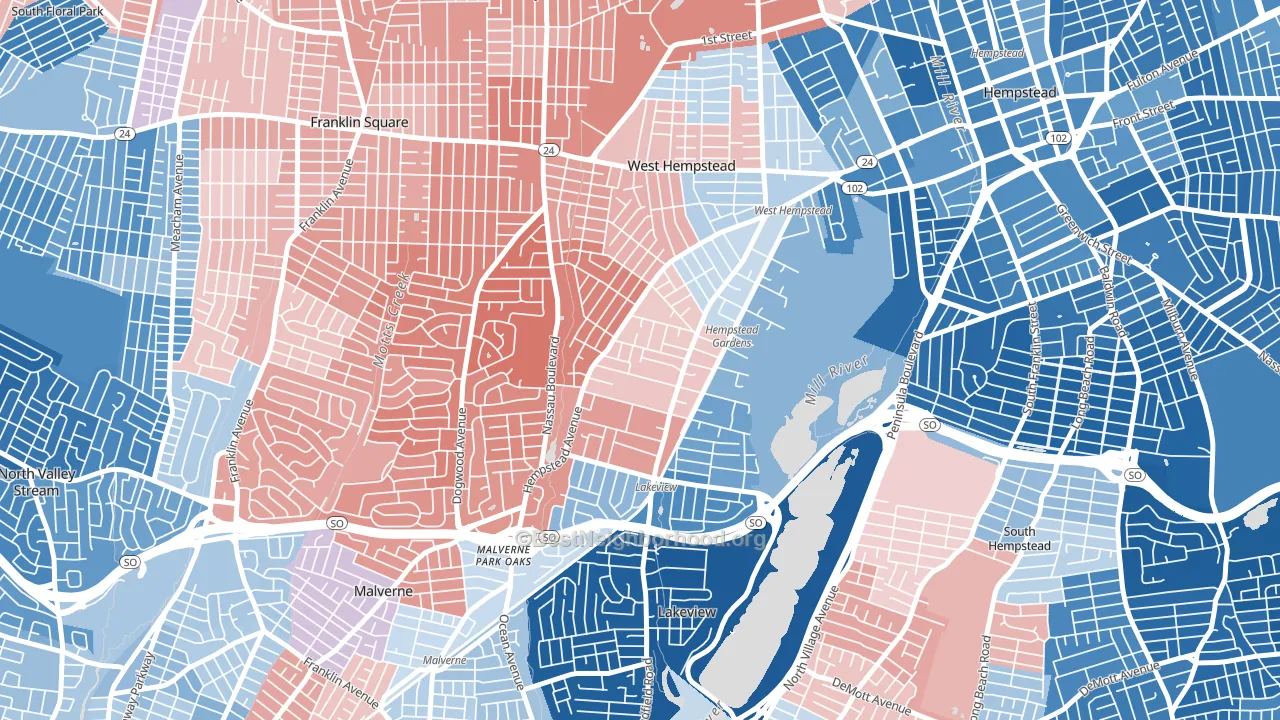 11552, NY block-group political-lean map