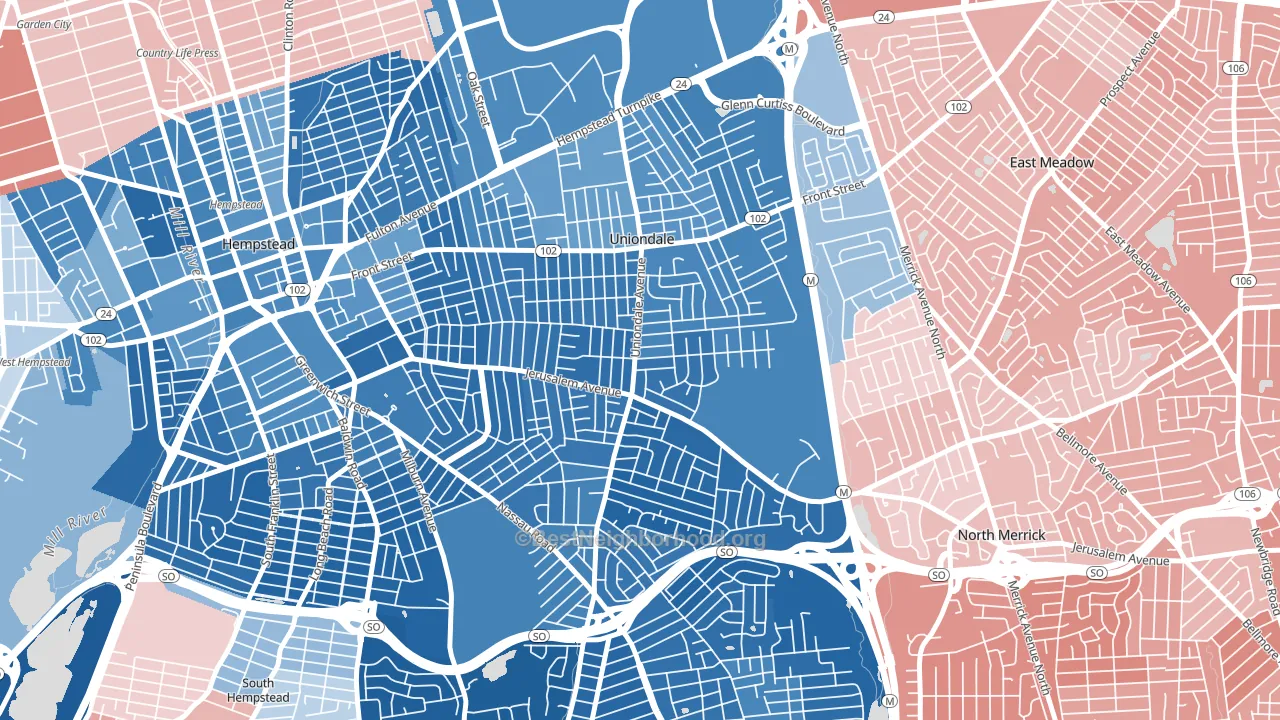 11553, NY block-group political-lean map
