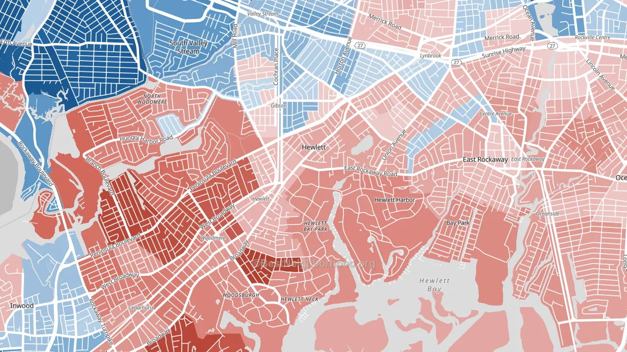 11557, NY block-group political-lean map