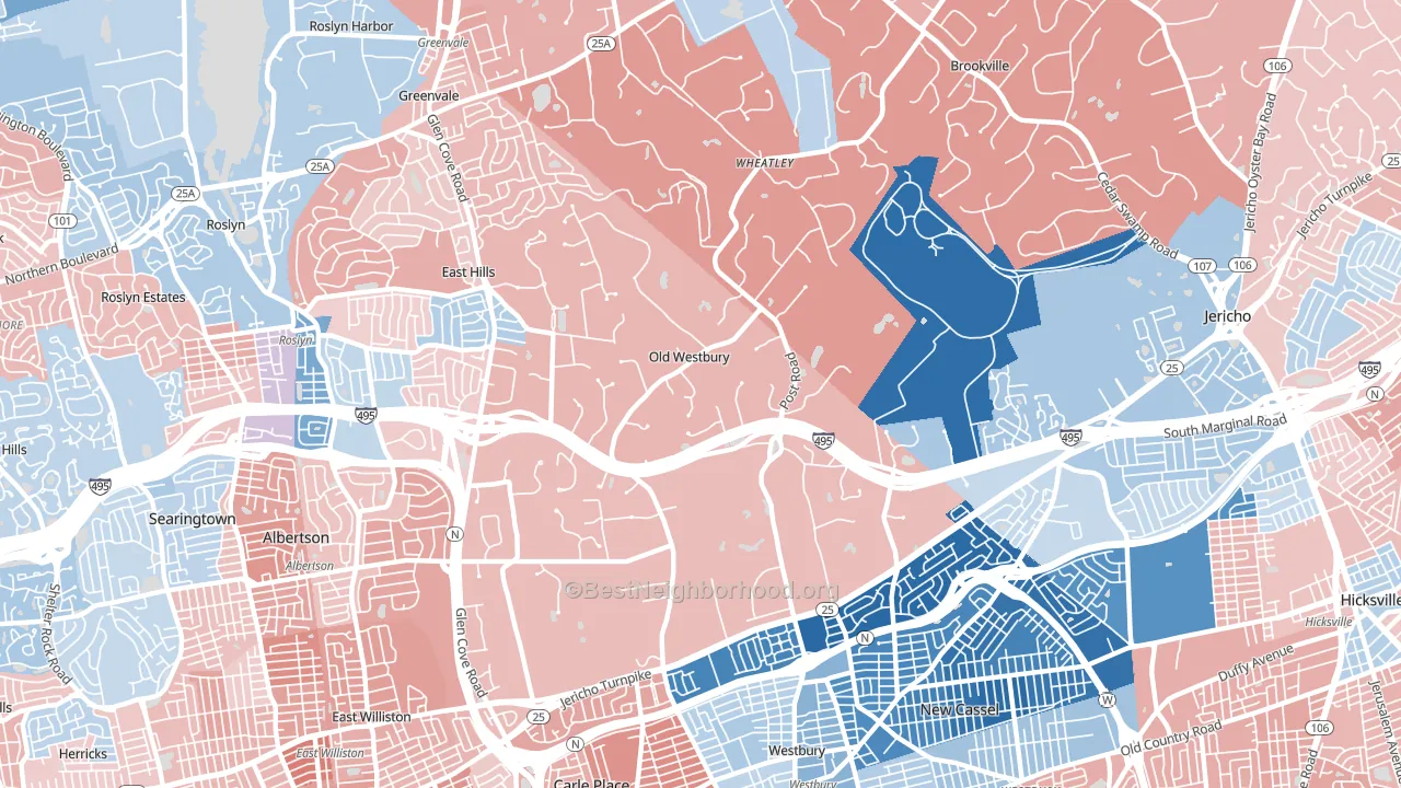 11568, NY block-group political-lean map