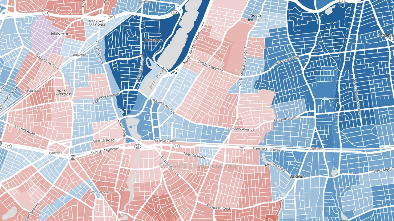 11570, NY block-group political-lean map