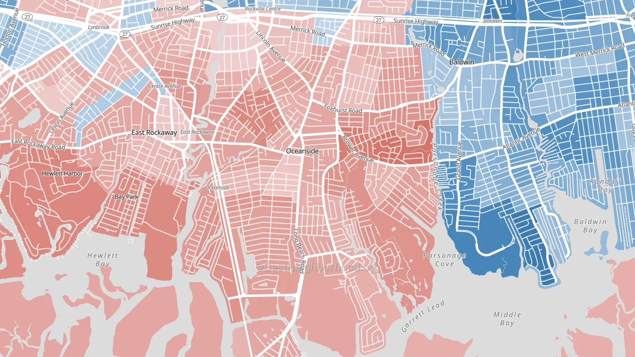 11572, NY block-group political-lean map
