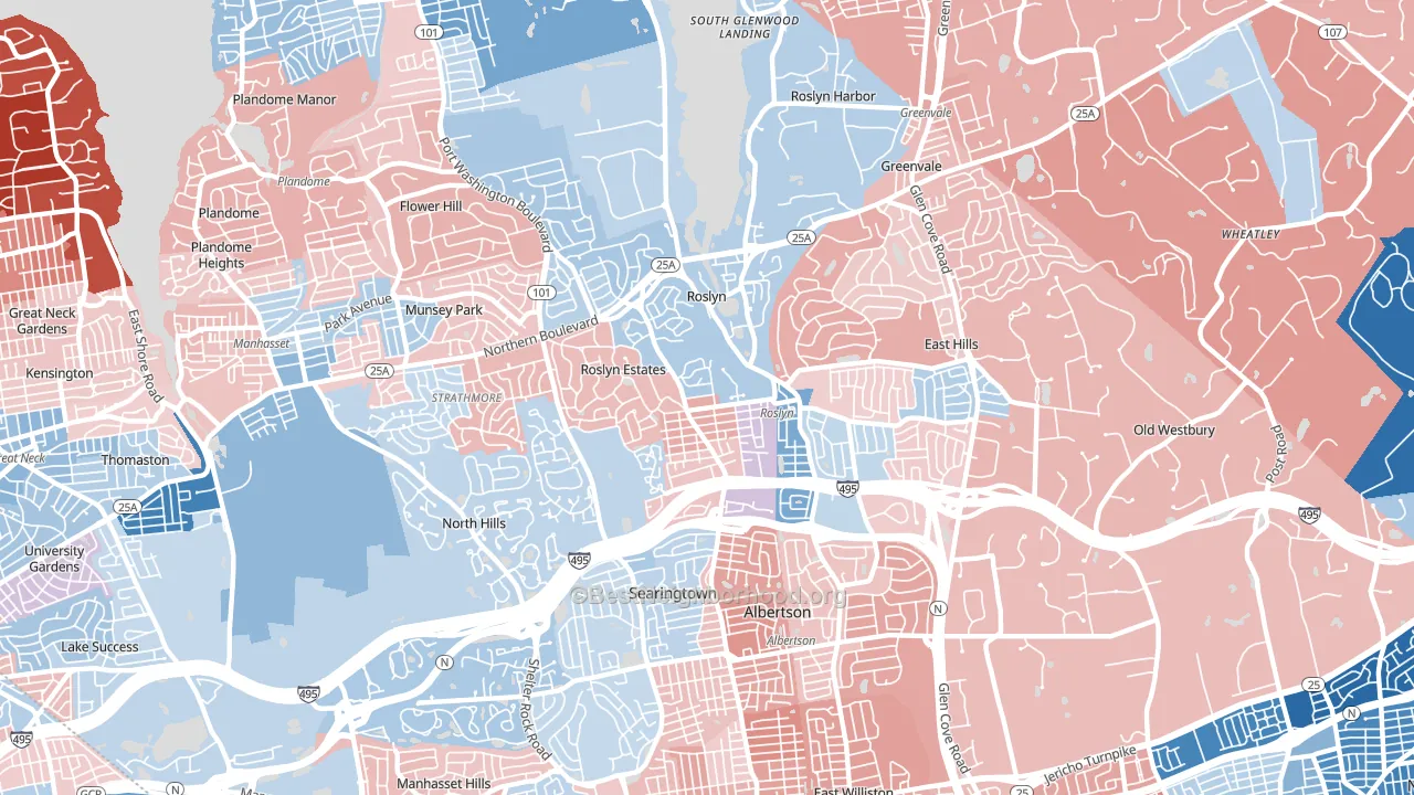 11576, NY block-group political-lean map