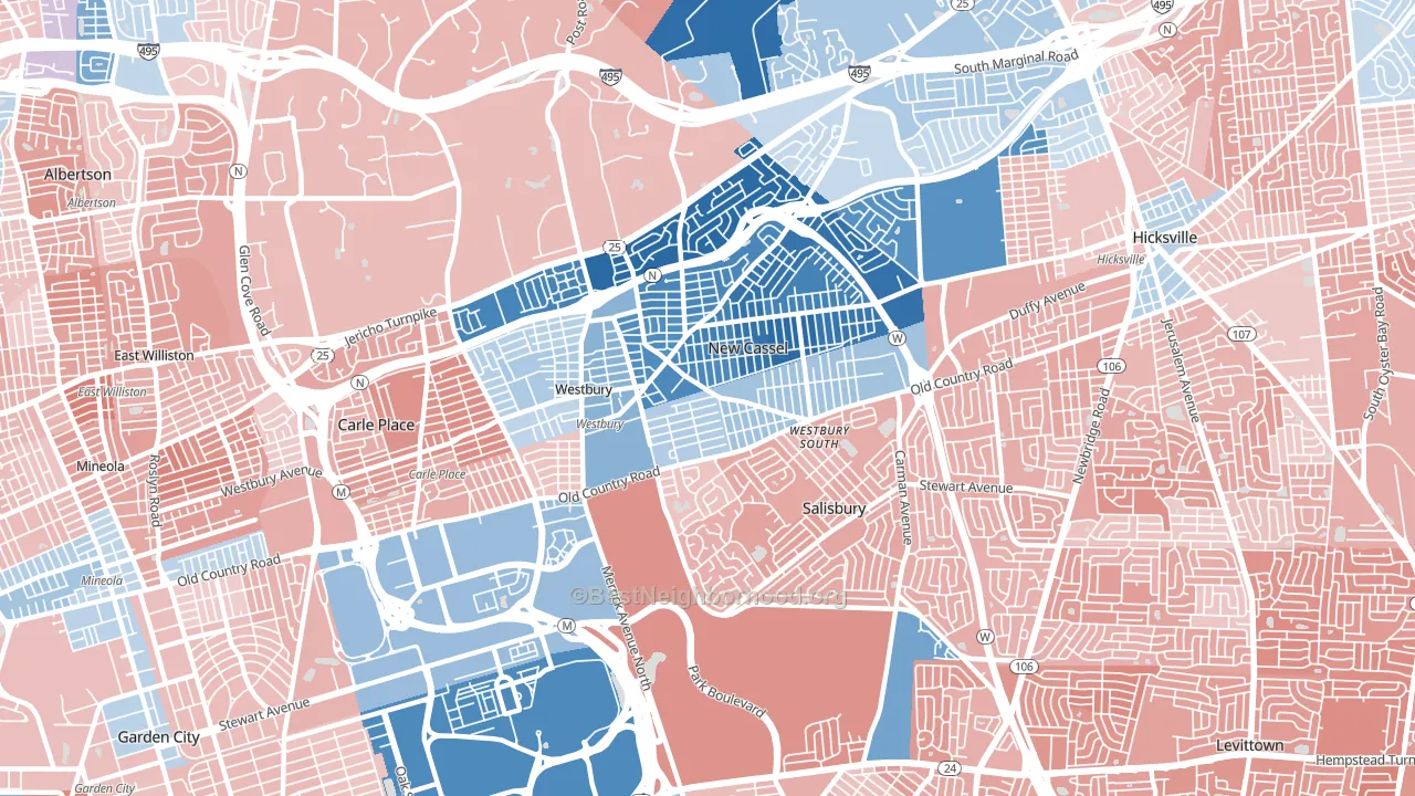 11590, NY block-group political-lean map