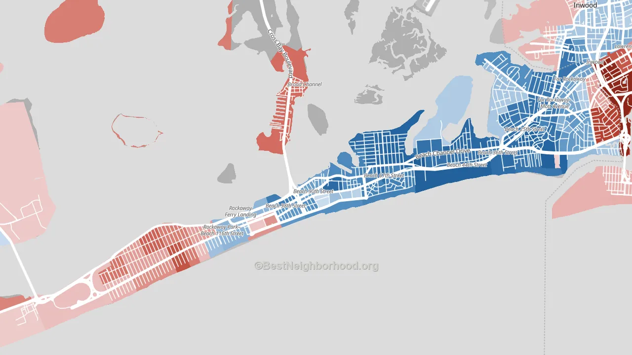 11693, NY block-group political-lean map