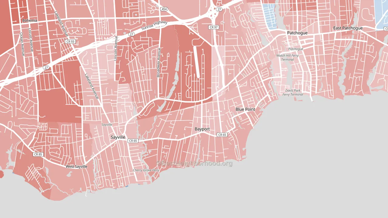 11705, NY block-group political-lean map