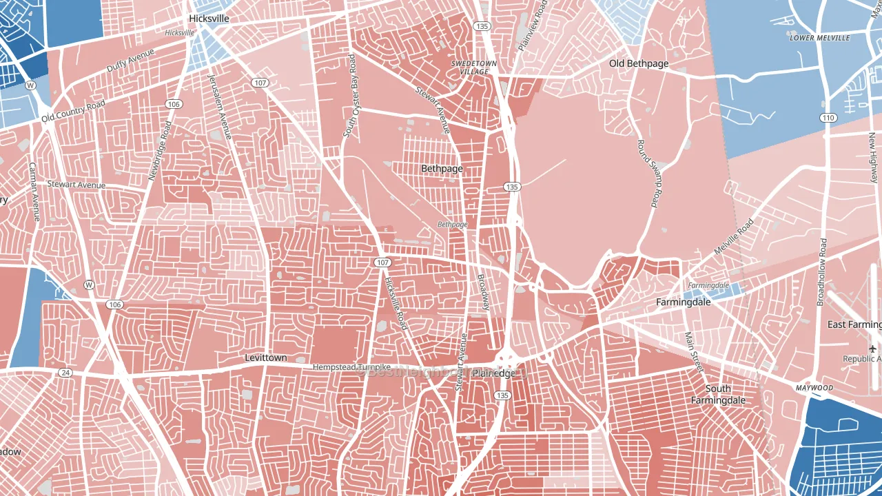 11714, NY block-group political-lean map
