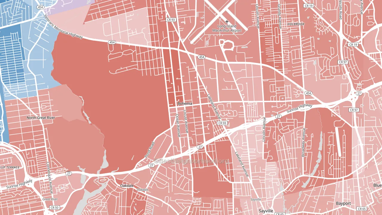 11716, NY block-group political-lean map
