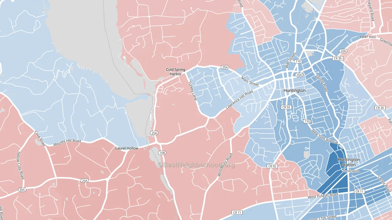 11724, NY block-group political-lean map