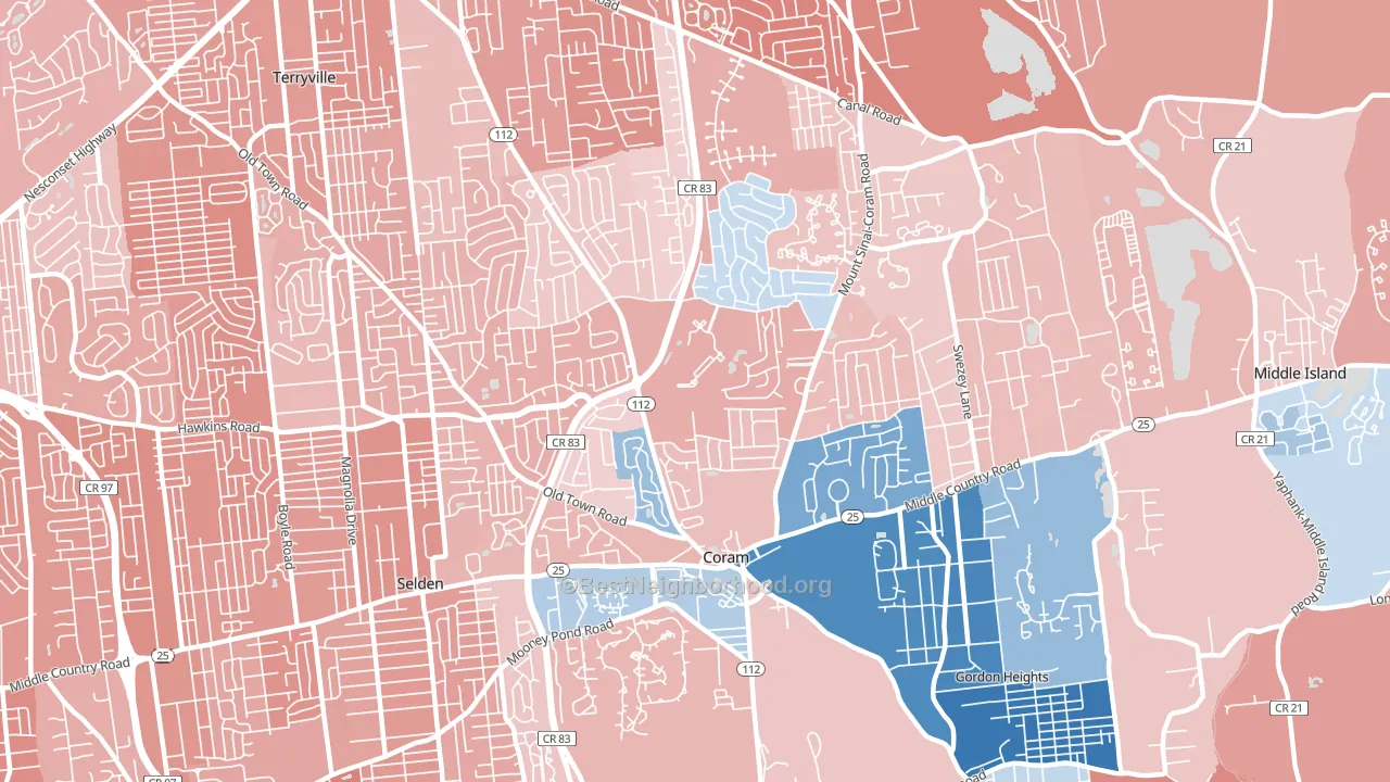 11727, NY block-group political-lean map