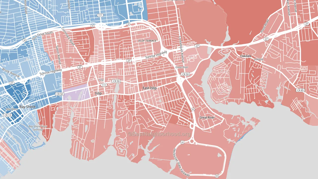11730, NY block-group political-lean map
