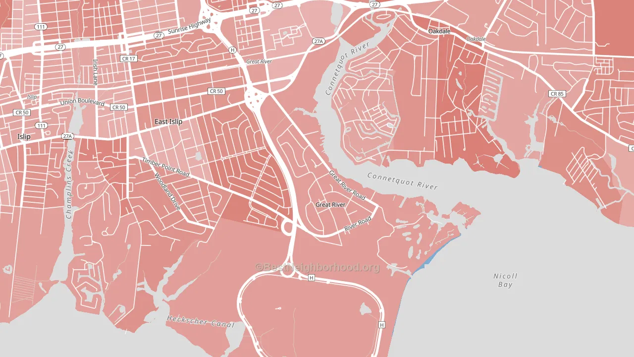 11739, NY block-group political-lean map