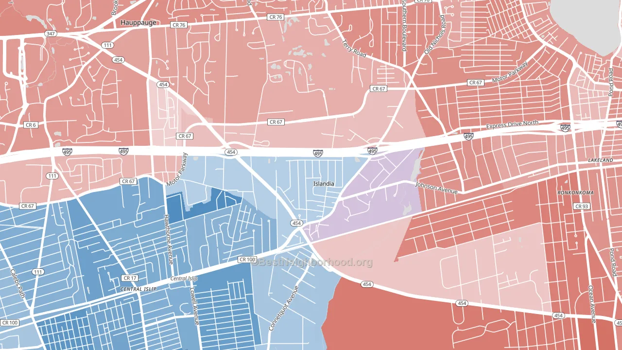 11749, NY block-group political-lean map