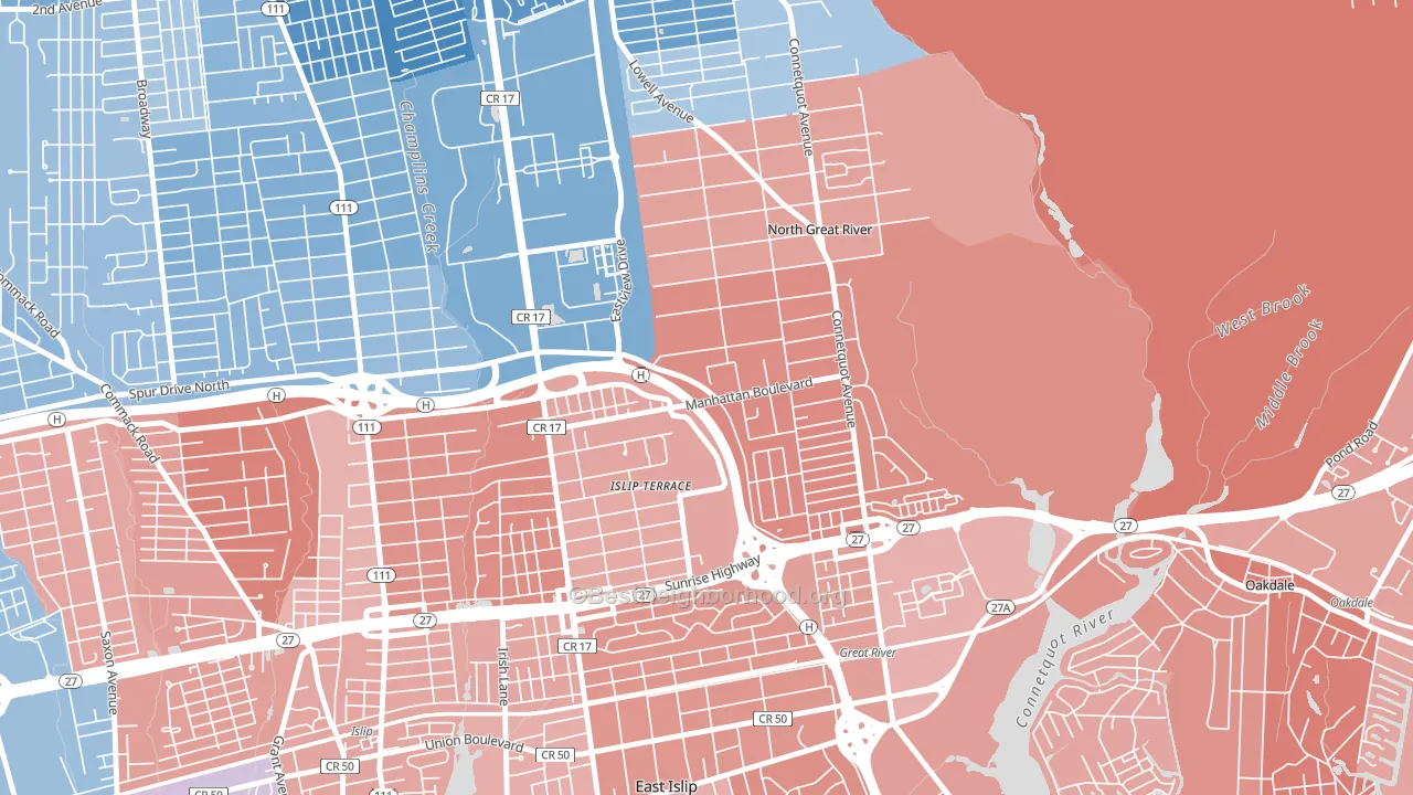 11752, NY block-group political-lean map