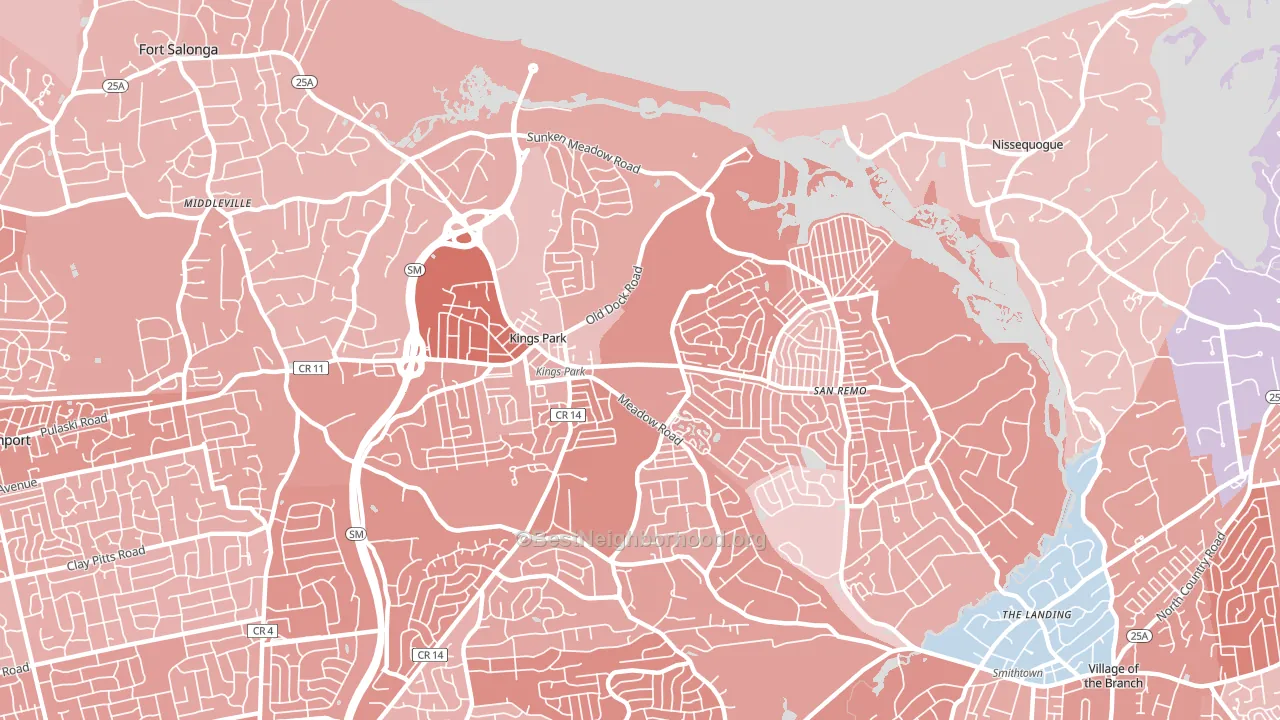 11754, NY block-group political-lean map