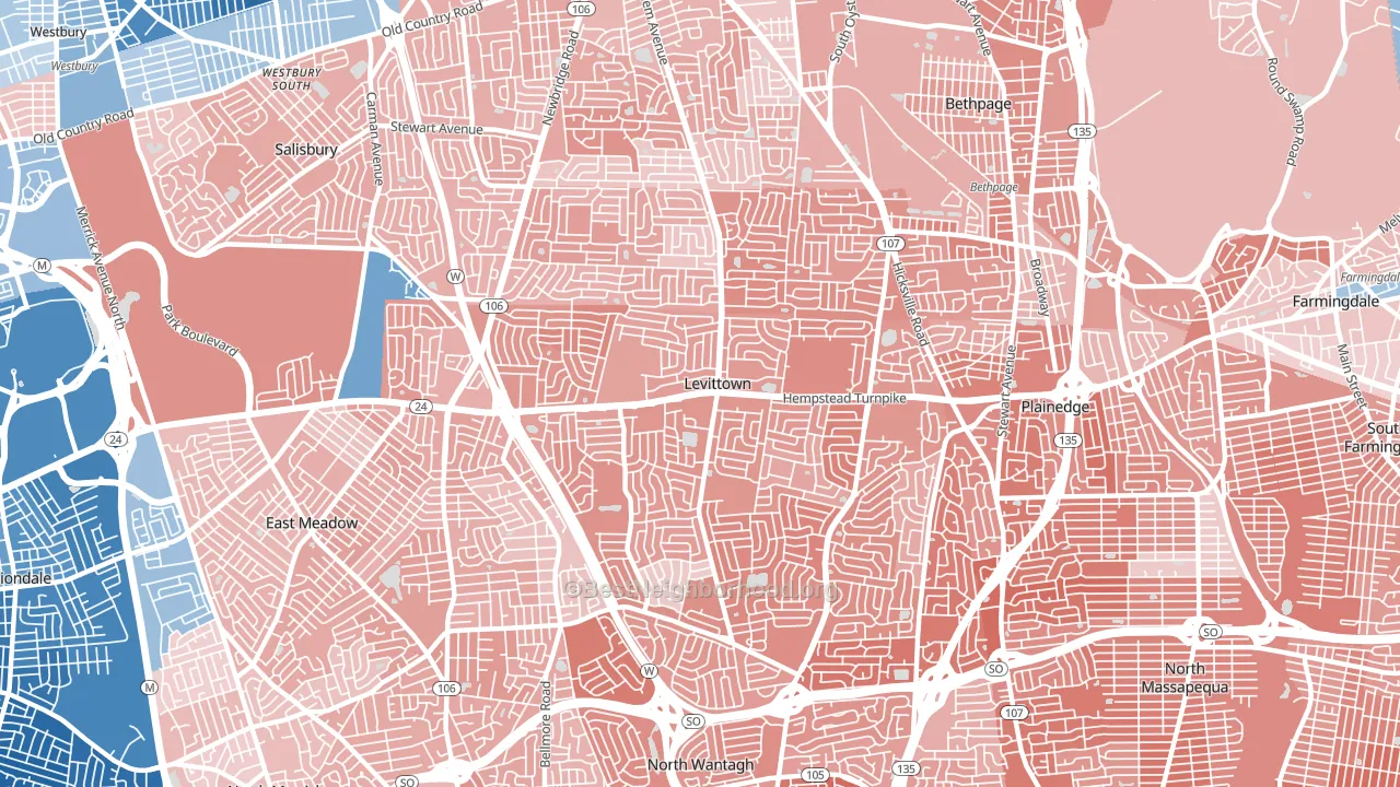 11756, NY block-group political-lean map