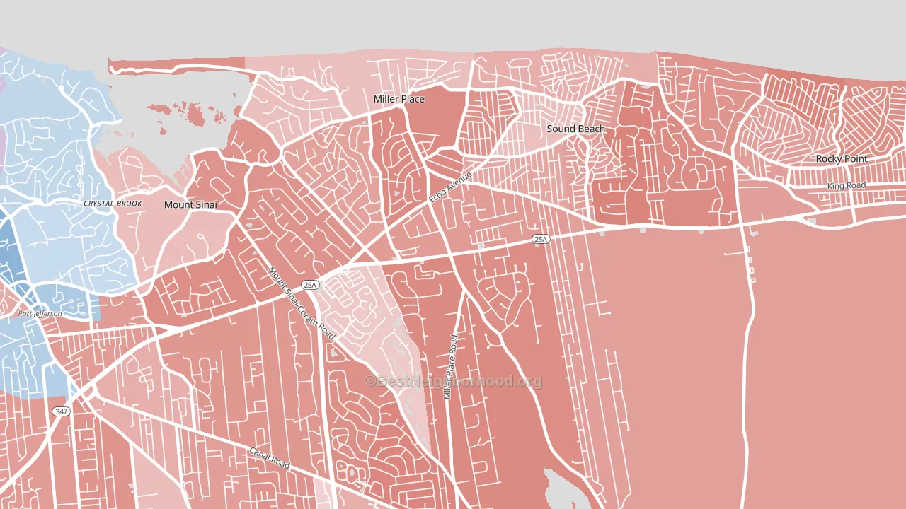 11764, NY block-group political-lean map