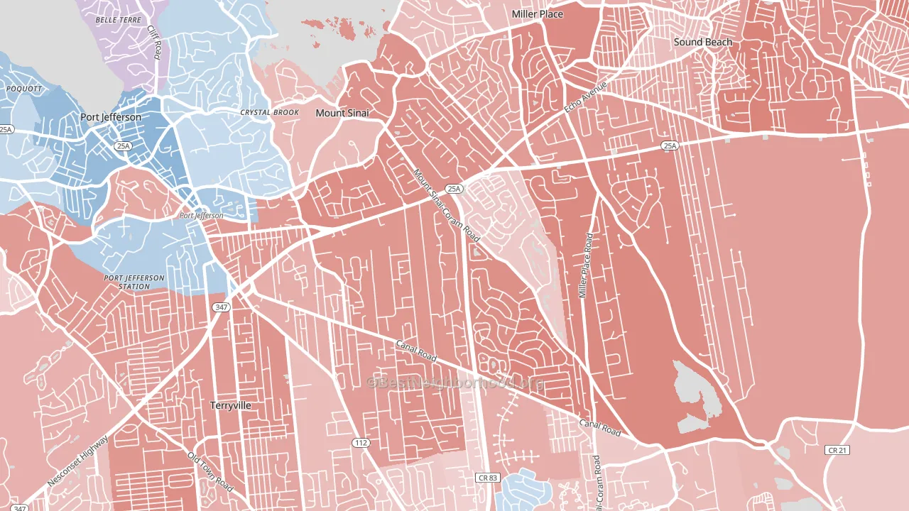 11766, NY block-group political-lean map