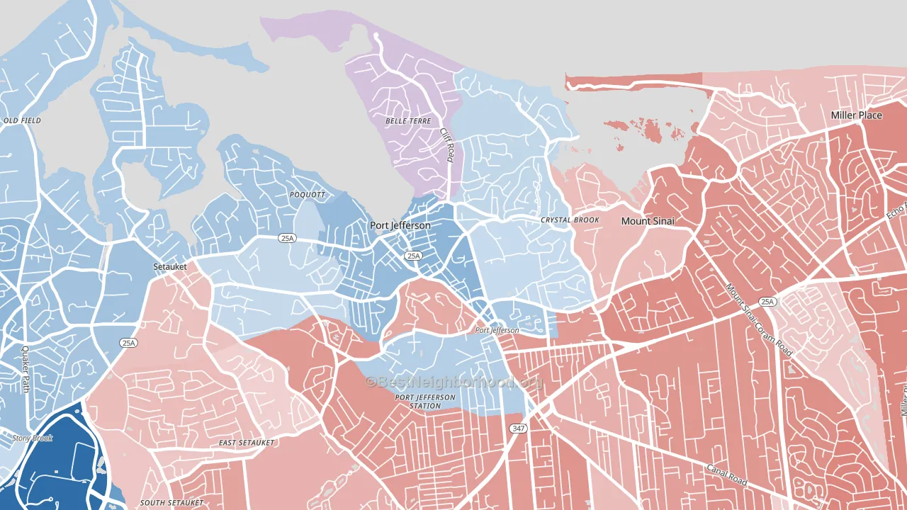 11777, NY block-group political-lean map
