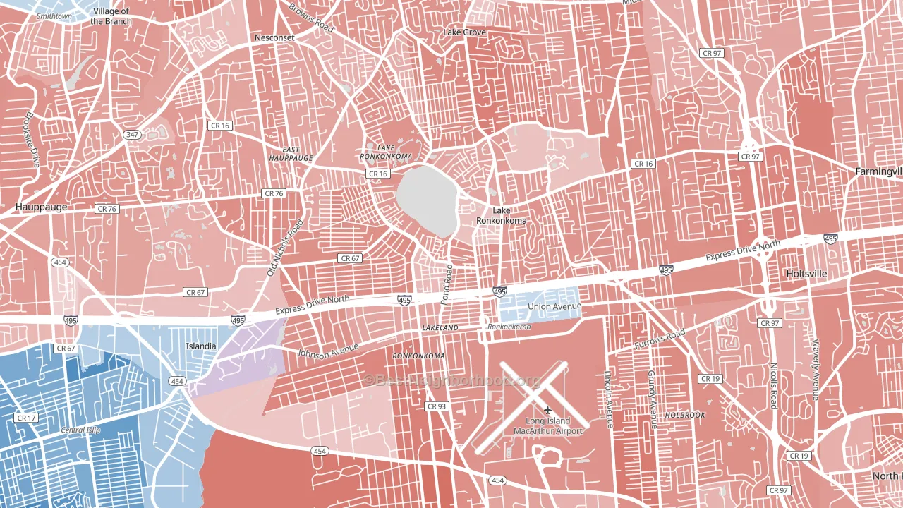 11779, NY block-group political-lean map