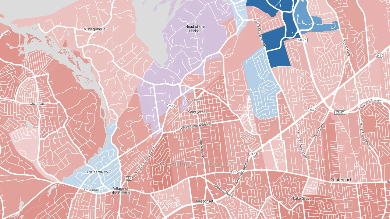 11780, NY block-group political-lean map