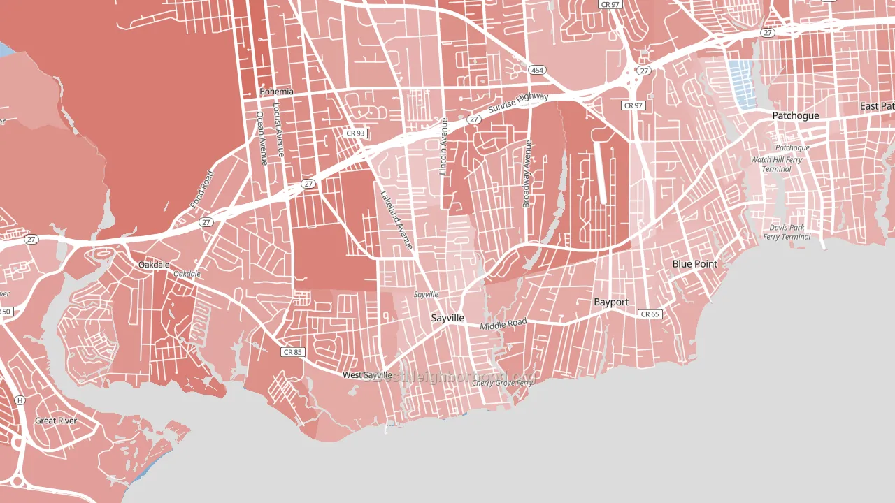11782, NY block-group political-lean map