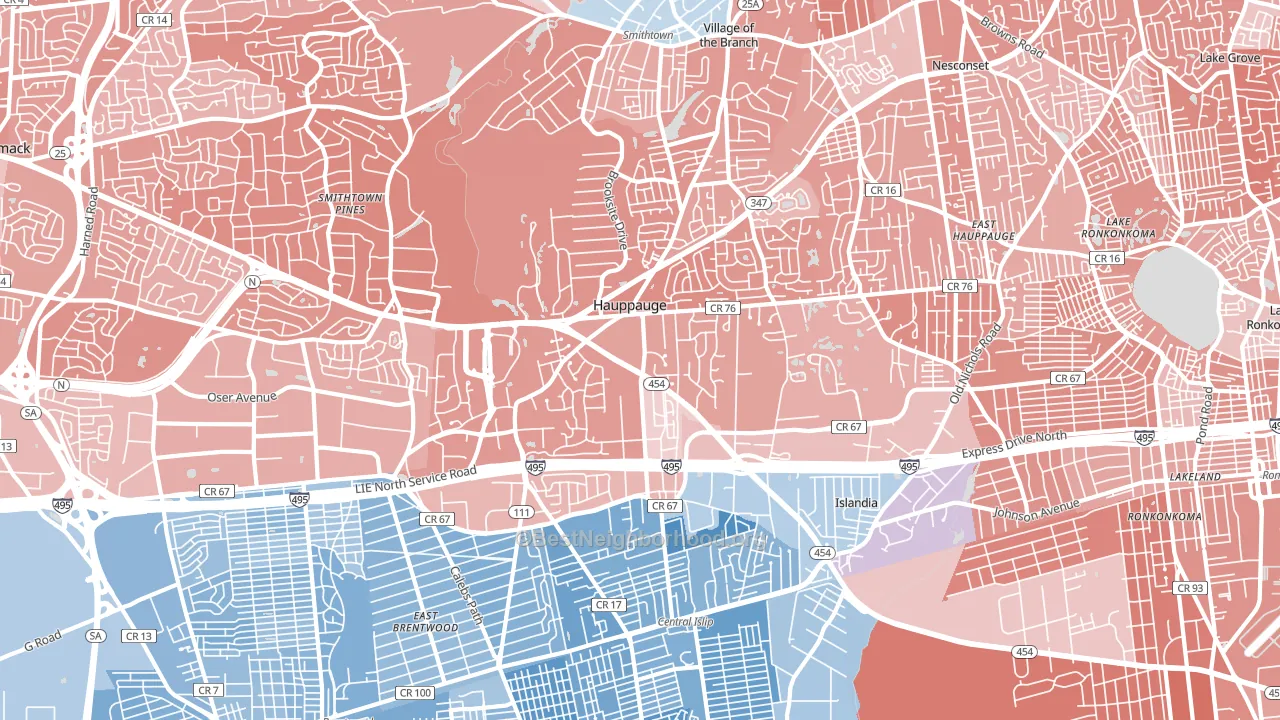 11788, NY block-group political-lean map