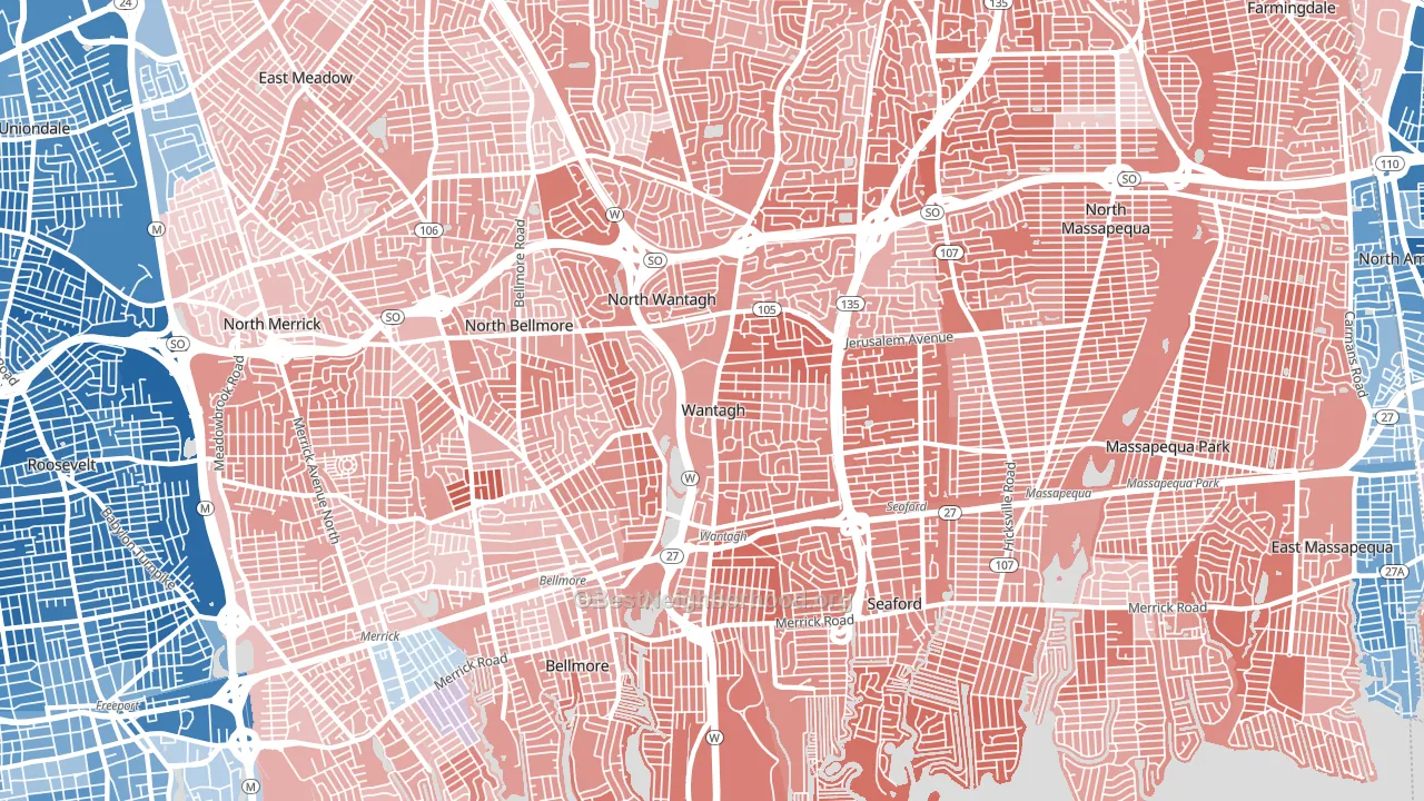 11793, NY block-group political-lean map