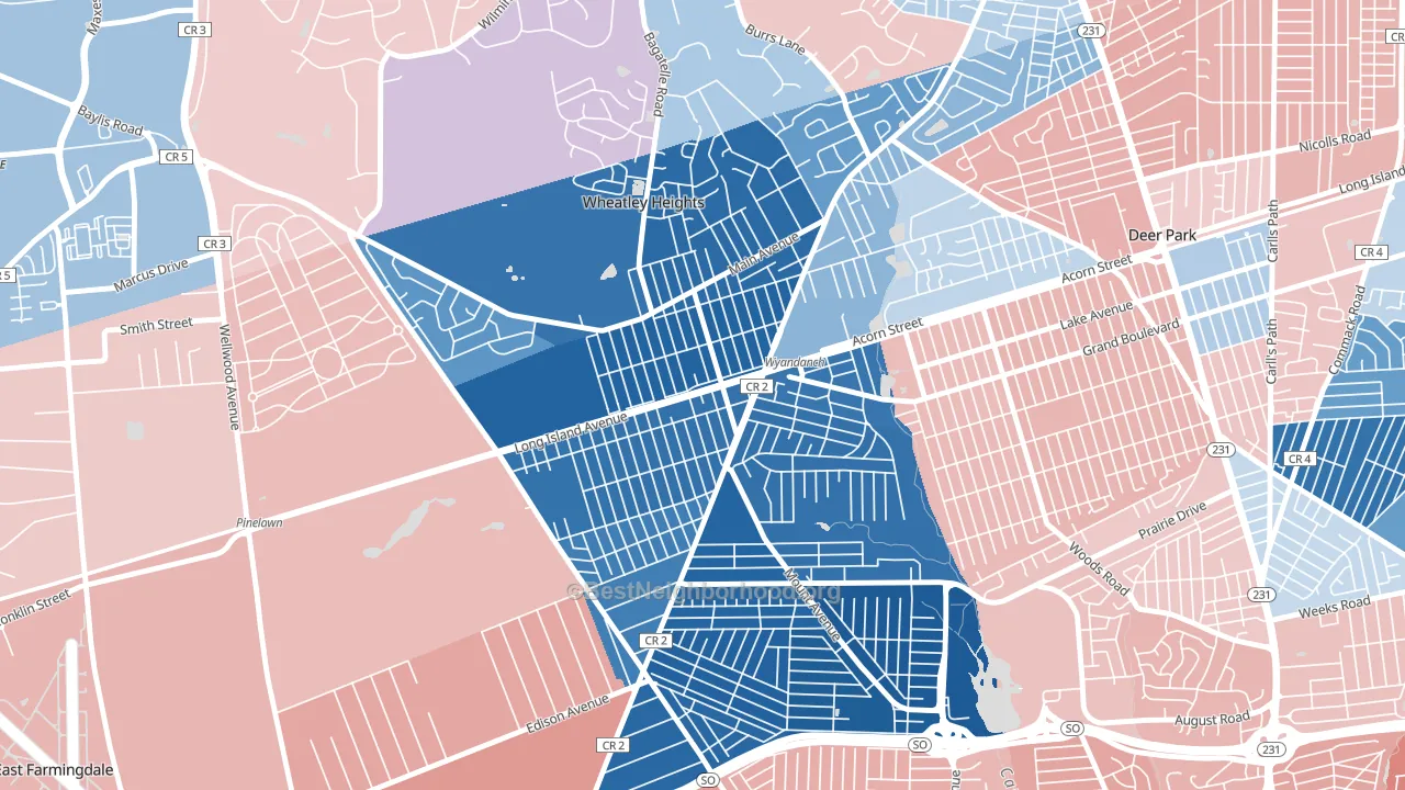 11798, NY block-group political-lean map