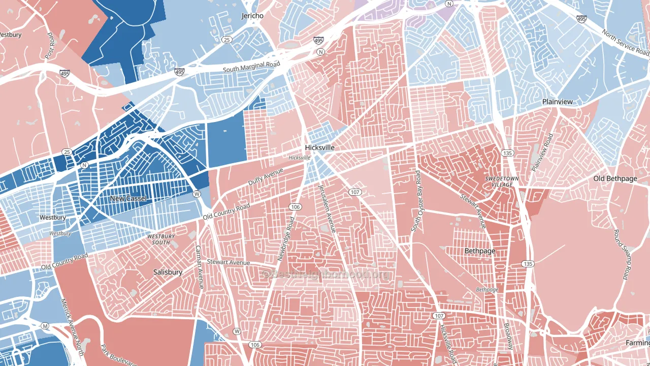 11801, NY block-group political-lean map