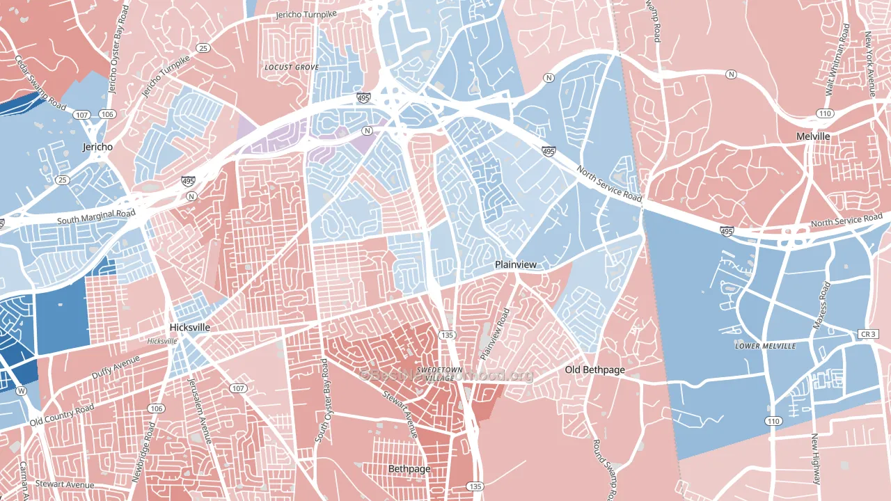 11803, NY block-group political-lean map