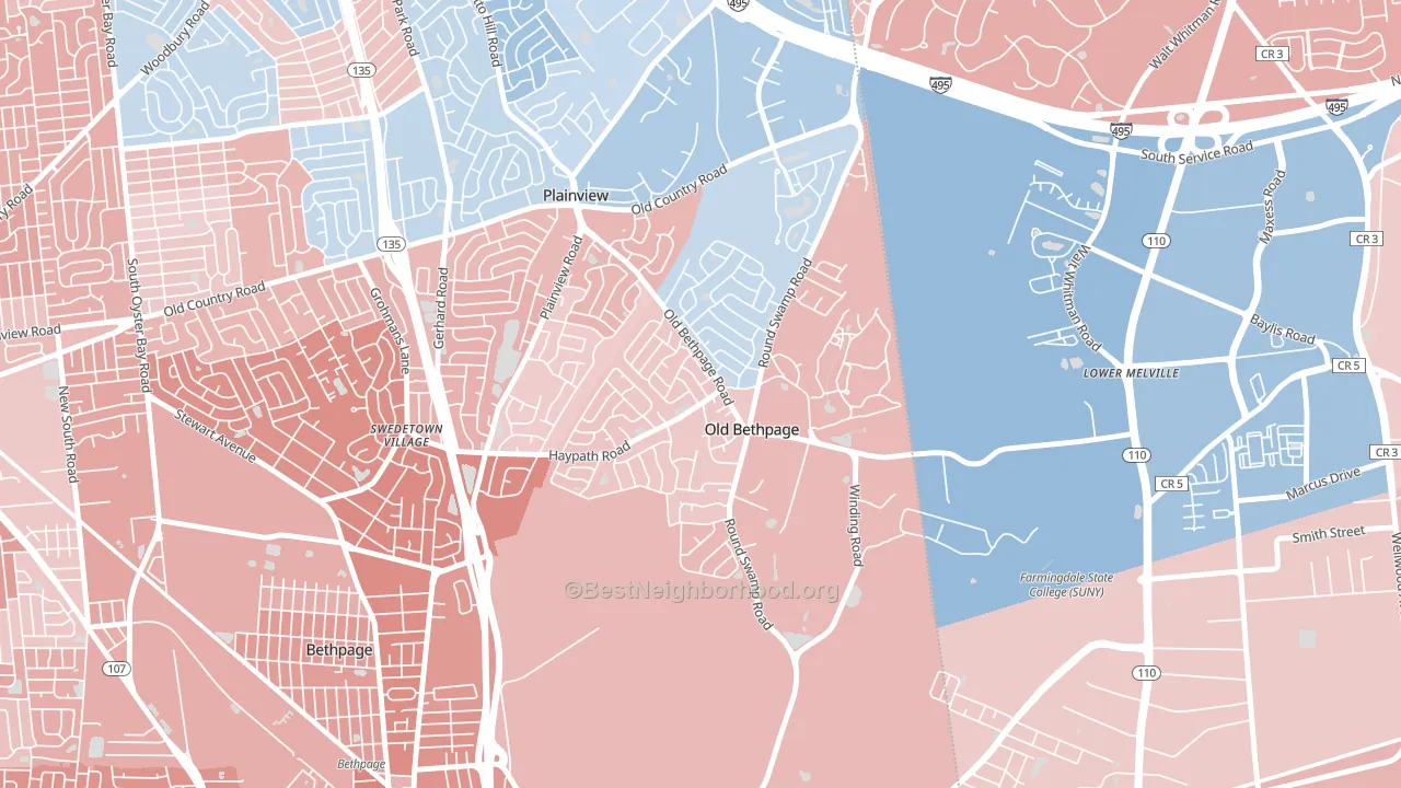 11804, NY block-group political-lean map