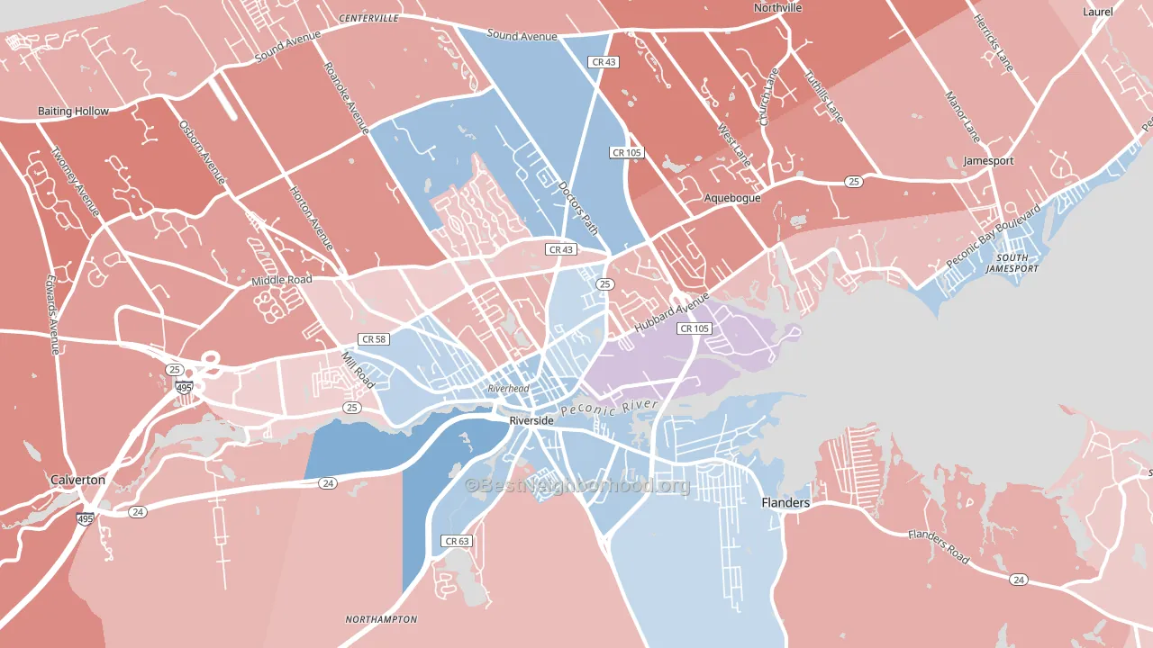 11901, NY block-group political-lean map