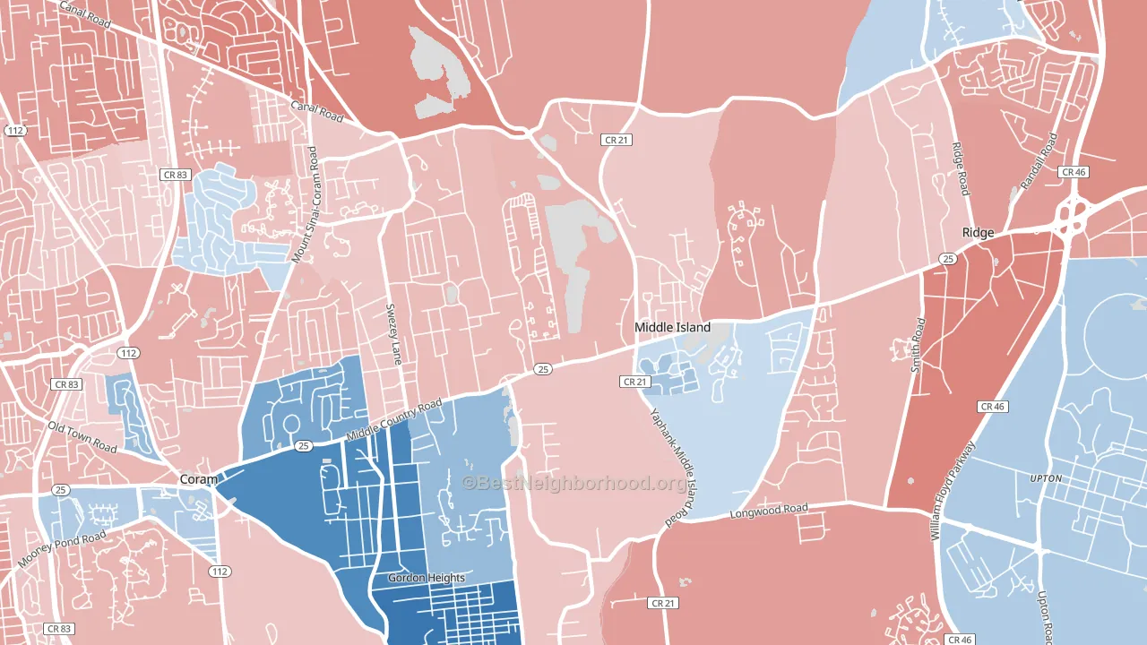 11953, NY block-group political-lean map